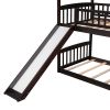 Twin Over Twin Bunk Bed with Slide, House Bed with Slide