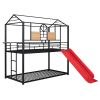 Twin Over Twin Metal Bunk Bed ,Metal Housebed With Slide