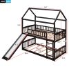 Twin Over Twin Bunk Bed with Slide, House Bed with Slide