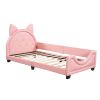 Twin Size Upholstered Daybed with Carton Ears Shaped Headboard