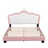 Full size Upholstered Princess Bed With Crown Headboard,Full Size Platform Bed with Headboard and Footboard