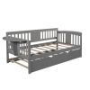 Twin Wooden Daybed with Trundle Bed , Sofa Bed for Bedroom Living Room