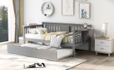 Twin Wooden Daybed with Trundle Bed , Sofa Bed for Bedroom Living Room