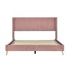 Queen Size Corduroy Platform Bed with Metal Legs