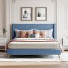 Queen Size Corduroy Platform Bed with Metal Legs