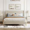 Queen Size Corduroy Platform Bed with Metal Legs