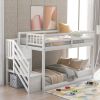 Twin over Twin Floor Bunk Bed;  Ladder with Storage