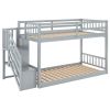 Twin over Twin Floor Bunk Bed;  Ladder with Storage