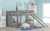 Stairway Twin Size Loft Bed with Two Drawers and Slide