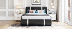 Full Size Upholstered Faux Leather Platform bed with a Hydraulic Storage System