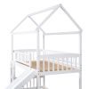 Twin Over Twin Bunk Bed with Slide, House Bed with Slide