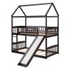 Twin Over Twin Bunk Bed with Slide, House Bed with Slide