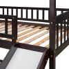 Twin Over Twin Bunk Bed with Slide, House Bed with Slide