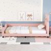 Twin Size Upholstered Daybed with Carton Ears Shaped Headboard