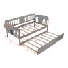 Twin Wooden Daybed with Trundle Bed , Sofa Bed for Bedroom Living Room