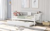 Twin Wooden Daybed with Trundle Bed , Sofa Bed for Bedroom Living Room