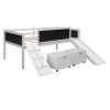 win size Loft Bed Wood Bed with Two Storage Boxes