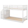 Twin over Twin Floor Bunk Bed;  Ladder with Storage