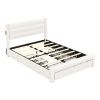 Queen Size Bed Frame with Drawer Storage, Leather Upholstered Platform Bed with Charging Station