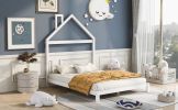 Full Size Wood Platform Bed with House-shaped Headboard