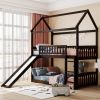 Twin Over Twin Bunk Bed with Slide, House Bed with Slide