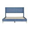 Queen Size Corduroy Platform Bed with Metal Legs