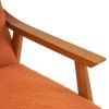 Solid Wood Armrest Teddy Velvet Simple Single Indoor Lounge Chair Backrest Burnt Orange