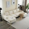 280*130*85 U-Shaped 4-Seat Linen Seat Frame Wooden Frame Back Iron Frame Golden Feet Indoor Modular Sofa Beige