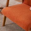 Solid Wood Armrest Teddy Velvet Simple Single Indoor Lounge Chair Backrest Burnt Orange