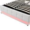 Tufted Upholstered Platform Bed with Hydraulic Storage System,Queen Size PU Storage Bed with LED Lights and USB charger, Black