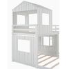 Wooden Twin Over Full Bunk Bed, Loft Bed with Playhouse, Farmhouse, Ladder and Guardrails