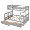 Twin-Over-Full Bunk Bed with Ladders and Two Storage Drawers