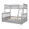 Twin-Over-Full Bunk Bed with Ladders and Two Storage Drawers