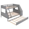 Twin over Full Bunk Bed with Trundle and Built-in Desk;  Three Storage Drawers and Shelf