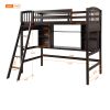 Twin size Loft Bed with Storage Shelves;  Desk and Ladder