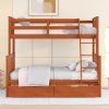 Twin-Over-Full Bunk Bed with Ladders and Two Storage Drawers