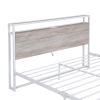 Queen Size Metal Platform Bed Frame with Sockets;  USB Ports and Slat Support ; No Box Spring Needed