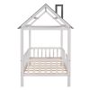 Twin Size Wood House Bed with Fence