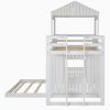 Wooden Twin Over Full Bunk Bed, Loft Bed with Playhouse, Farmhouse, Ladder and Guardrails