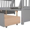 Twin-Over-Full Bunk Bed with Ladders and Two Storage Drawers