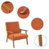 Solid Wood Armrest Teddy Velvet Simple Single Indoor Lounge Chair Backrest Burnt Orange