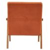 Solid Wood Armrest Teddy Velvet Simple Single Indoor Lounge Chair Backrest Burnt Orange