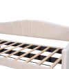 Upholstered Daybed Sofa Bed Twin Size With Trundle Bed and Wood Slat