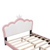 Full size Upholstered Princess Bed With Crown Headboard,Full Size Platform Bed with Headboard and Footboard