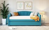 Upholstered Daybed Sofa Bed Twin Size With Trundle Bed and Wood Slat