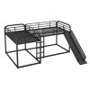 Full and Twin Size L-Shaped Bunk Bed with Slide and Short Ladder