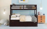 Twin-Over-Full Bunk Bed with Twin size Trundle ;  Separable Bunk Bed with Drawers for Bedroom