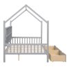 Wooden Full Size House Bed with 2 Drawers,Kids Bed with Storage Shelf