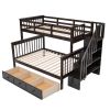 Stairway Twin-Over-Full Bunk Bed with Drawer;  Storage and Guard Rail for Bedroom;  Dorm;  for Adults