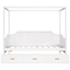 Twin Size Wooden Canopy Daybed with 3 in 1 Storage Drawers